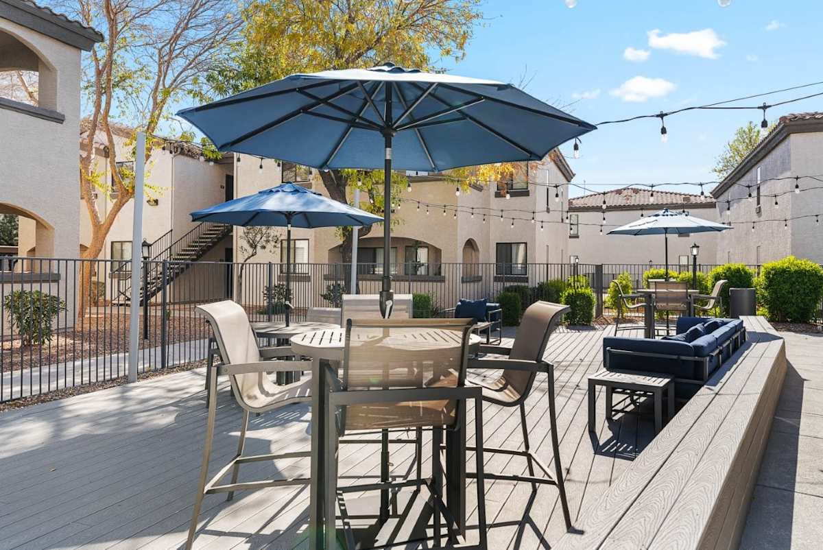 Shared outdoor space at Bayside Apartments.
