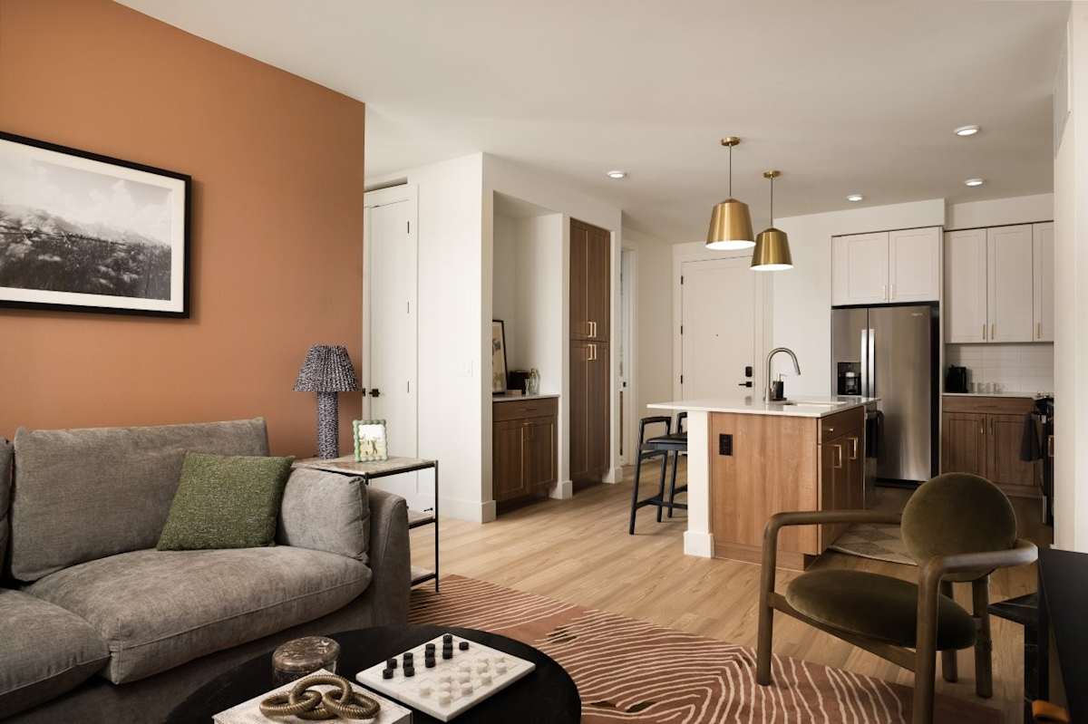 Furnished apartment living area shown — representative home at Ragsdale.