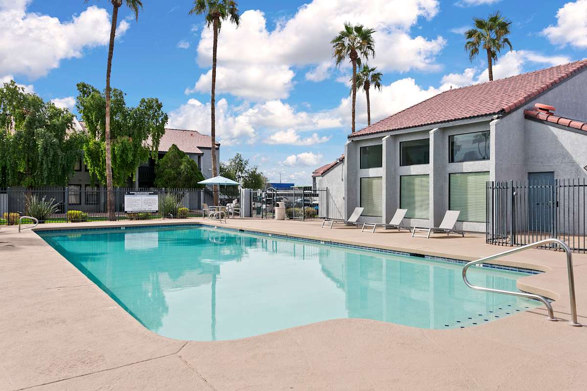 Pool and poolside area at Bell Cove.