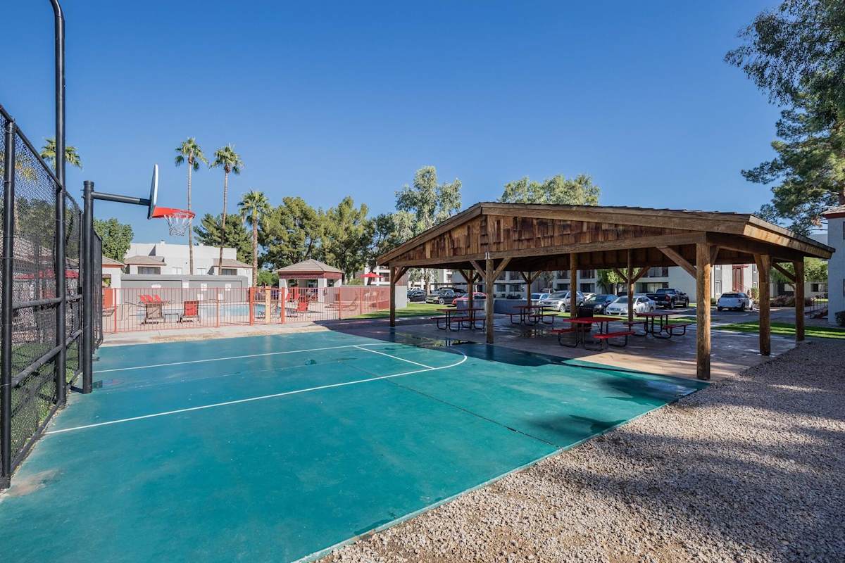 Basketball court at Villa de Cortez.
