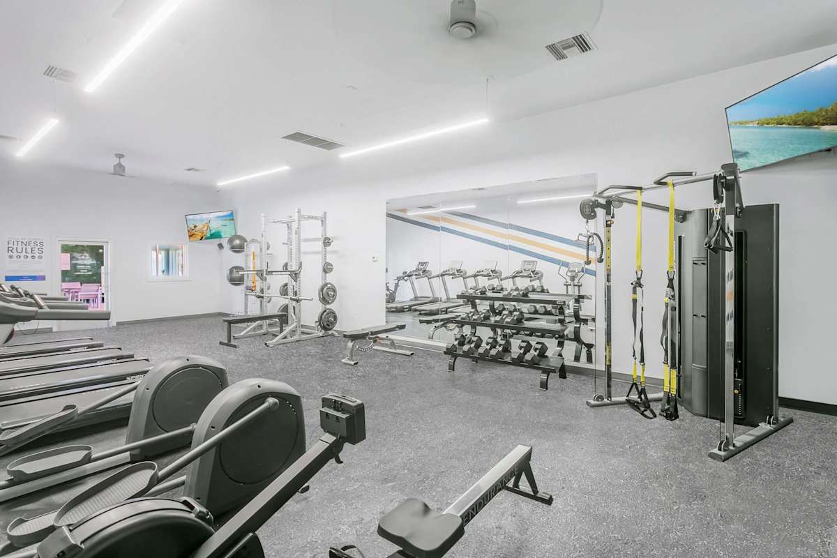 Fitness room at Villa de Cortez.