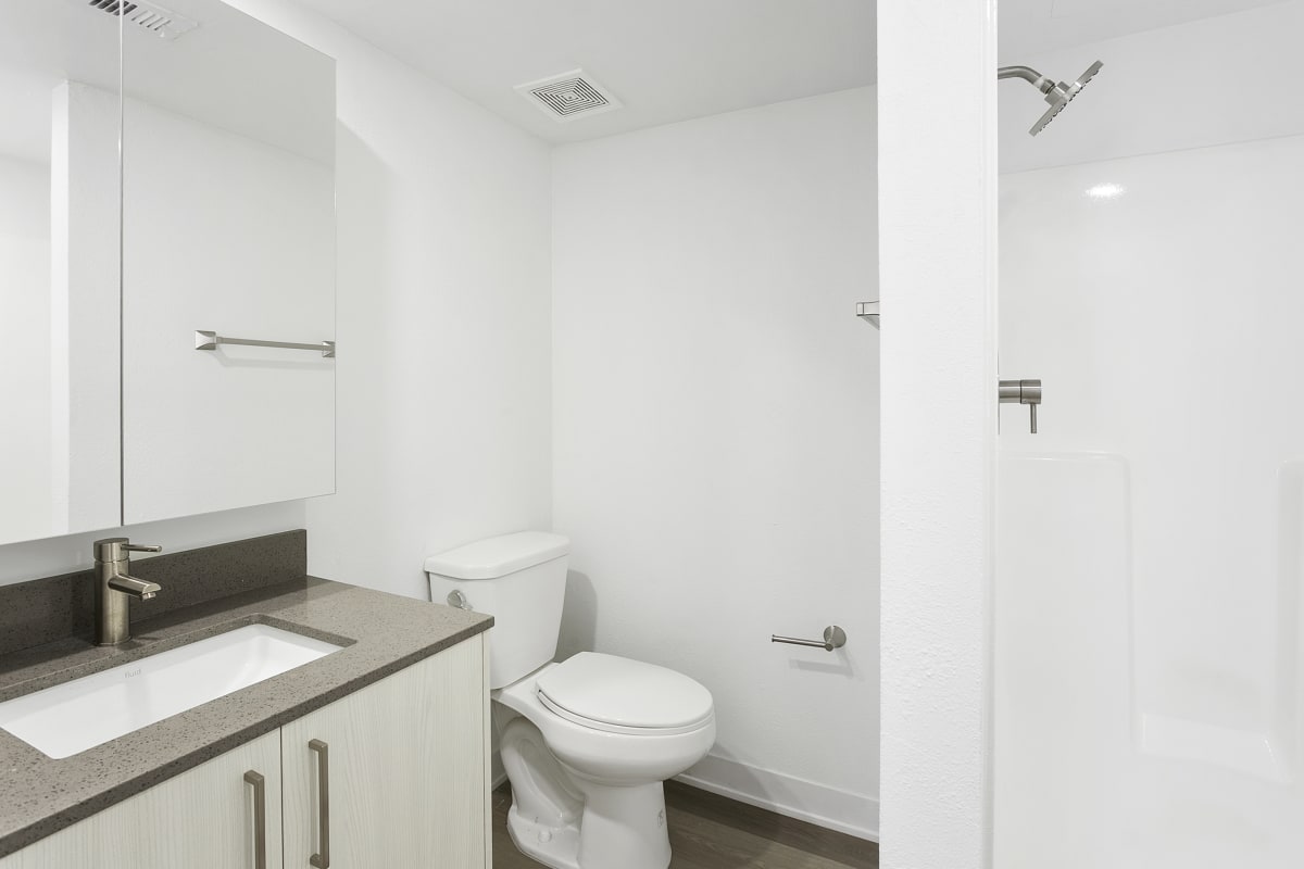 Apartment bathroom — representative home at Sonoran Flats.