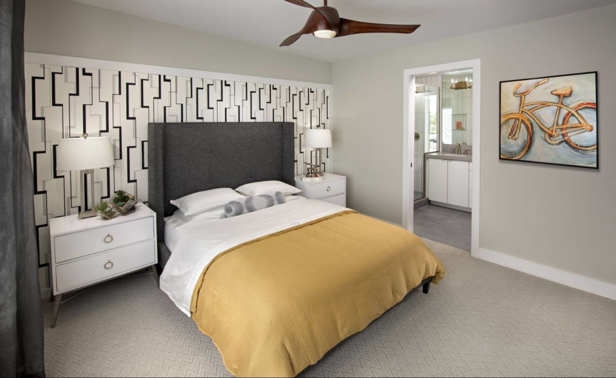 Furnished bedroom shown — representative home at Novella at Arcadia.