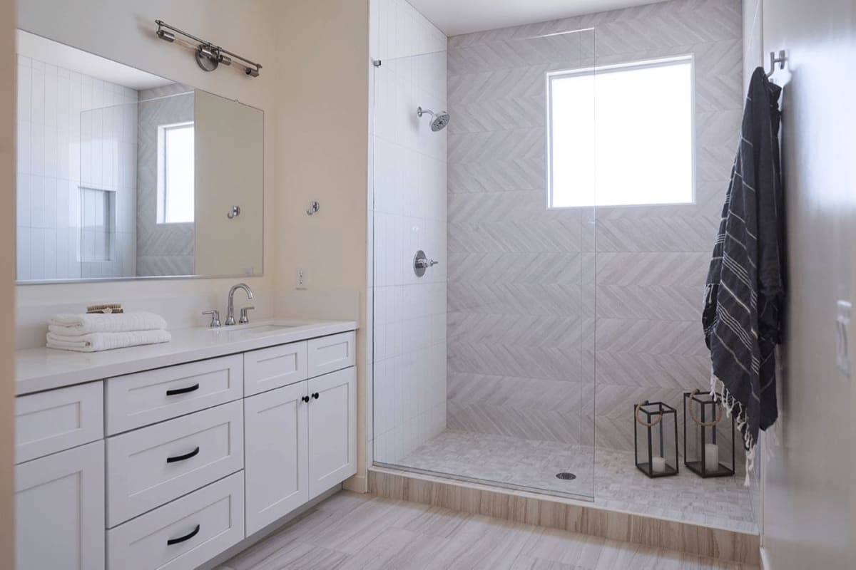 Apartment bathroom — representative home at Novella at Biltmore.