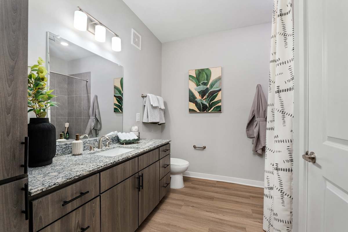 Arcadia Apartments unit bathroom vanity and toilet - Huntsville, AL