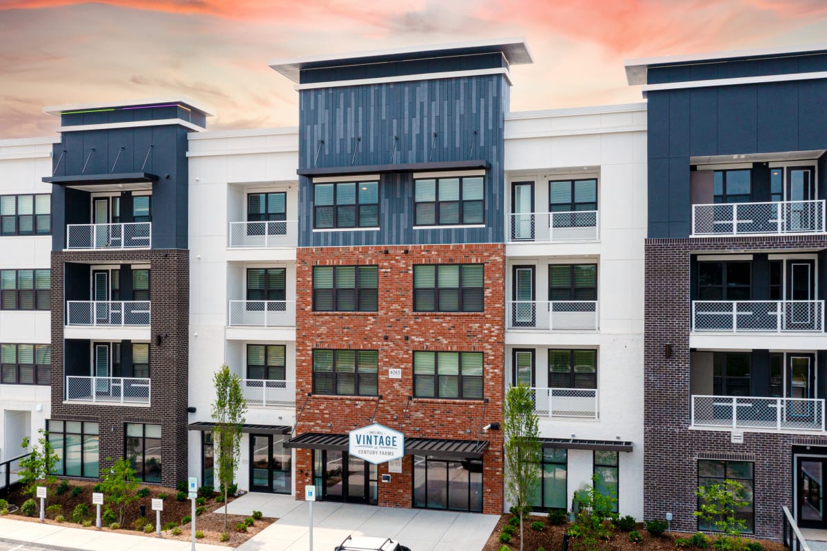 Vintage Century Farms Apartments exterior view with brick facade - Antioch, TN