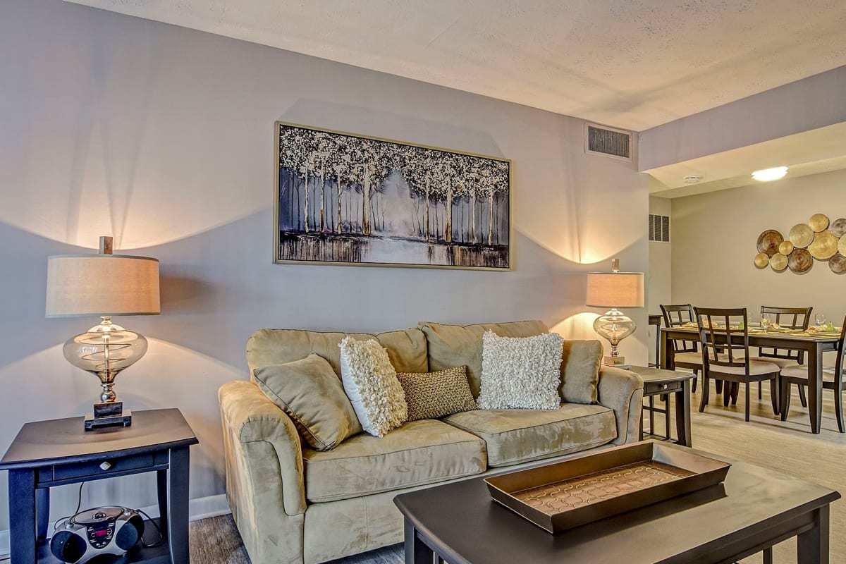 The Flats @ 1885 Apartments model living room - Lake City, GA