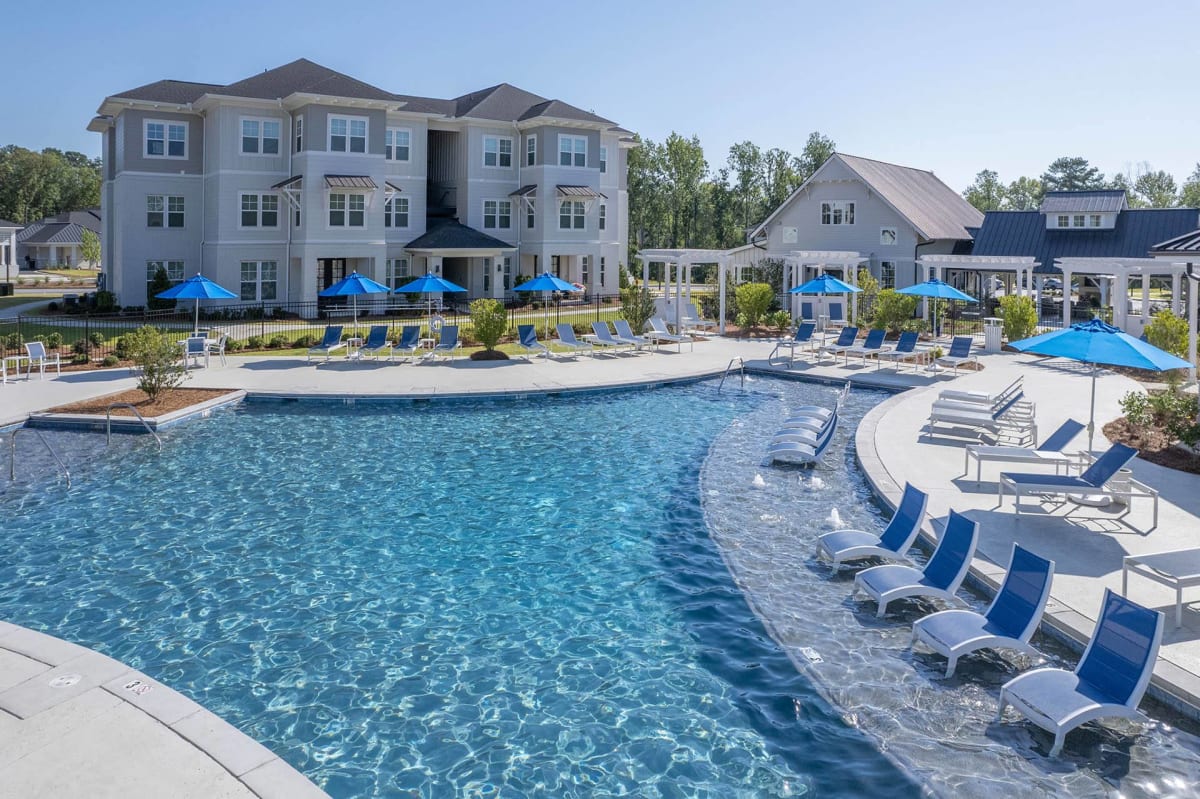 Greystone at Mulberry Grove pool and sundeck seating - Fortson, GA