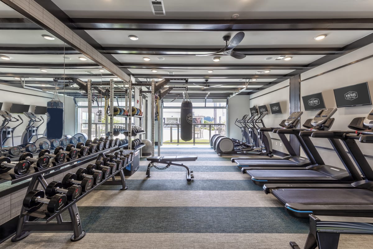 Vintage Century Farms Apartments fitness center with cardio equipment - Antioch, TN