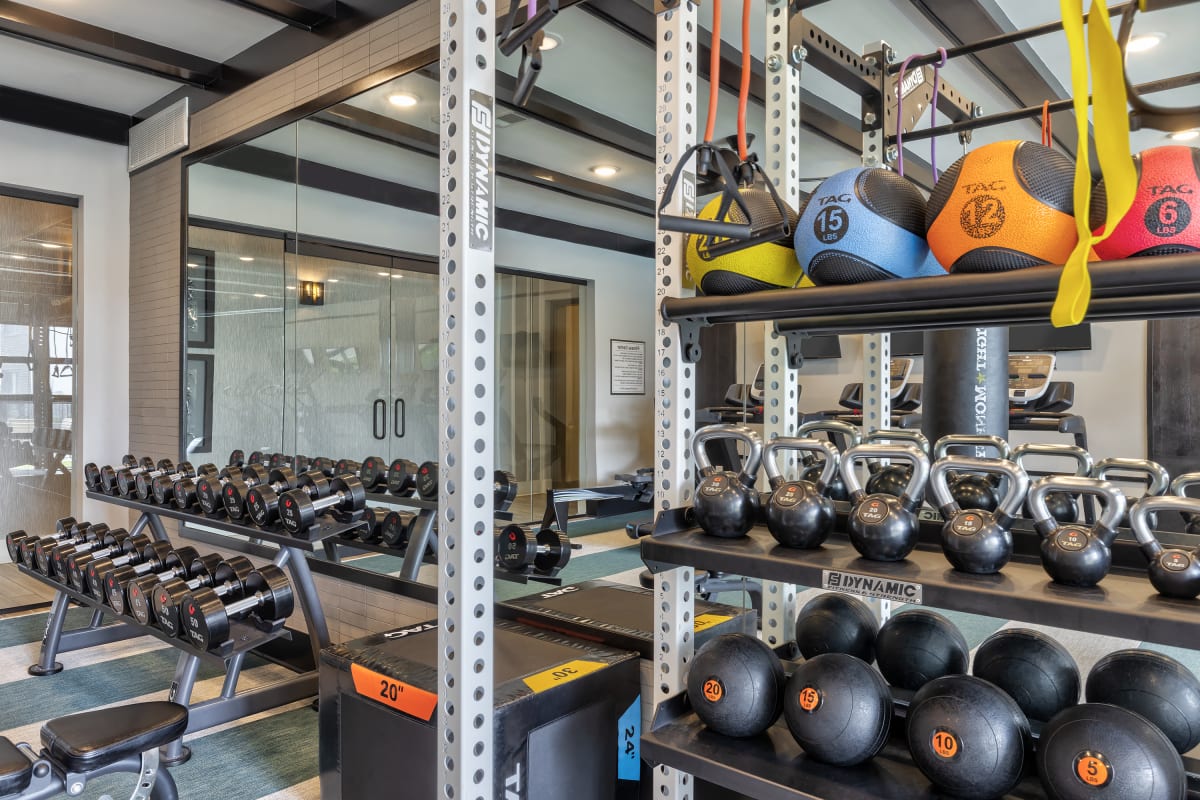 Vintage Century Farms Apartments fitness center weights area - Antioch, TN