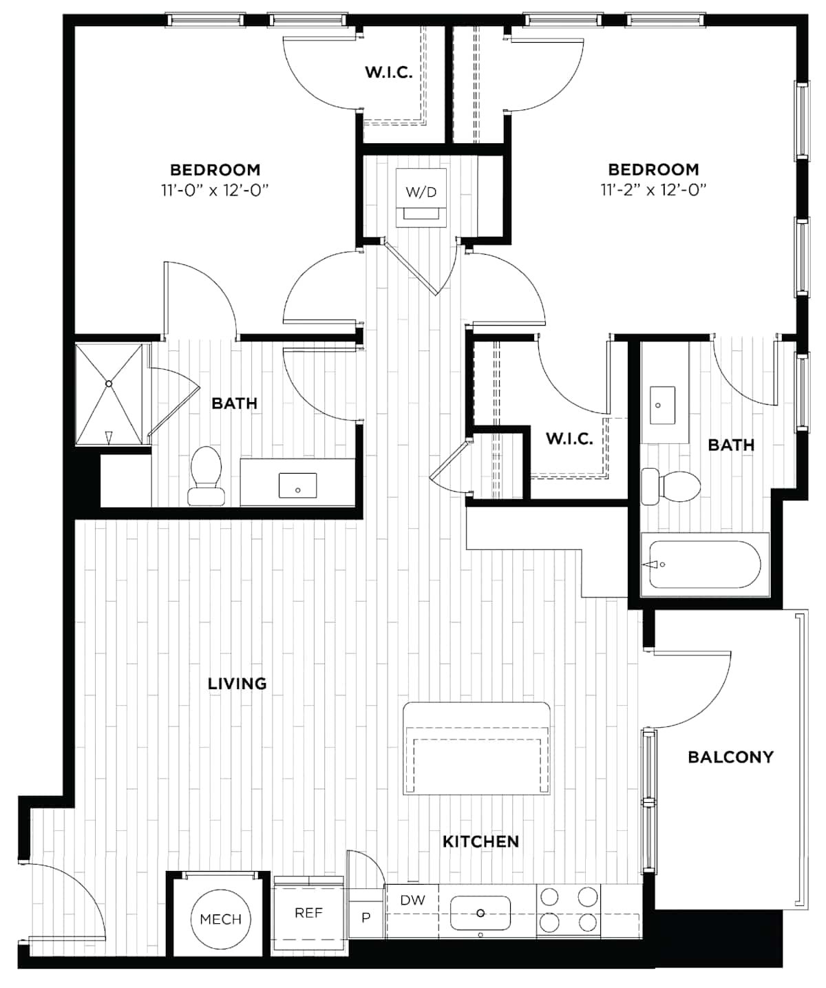 Capital Collective B1 2-bedroom floor plan - Savannah, GA
