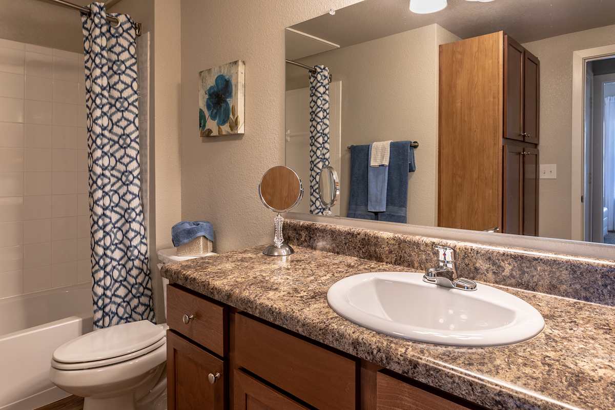 Verandas at Alamo Ranch bathroom vanity and mirror - San Antonio, TX