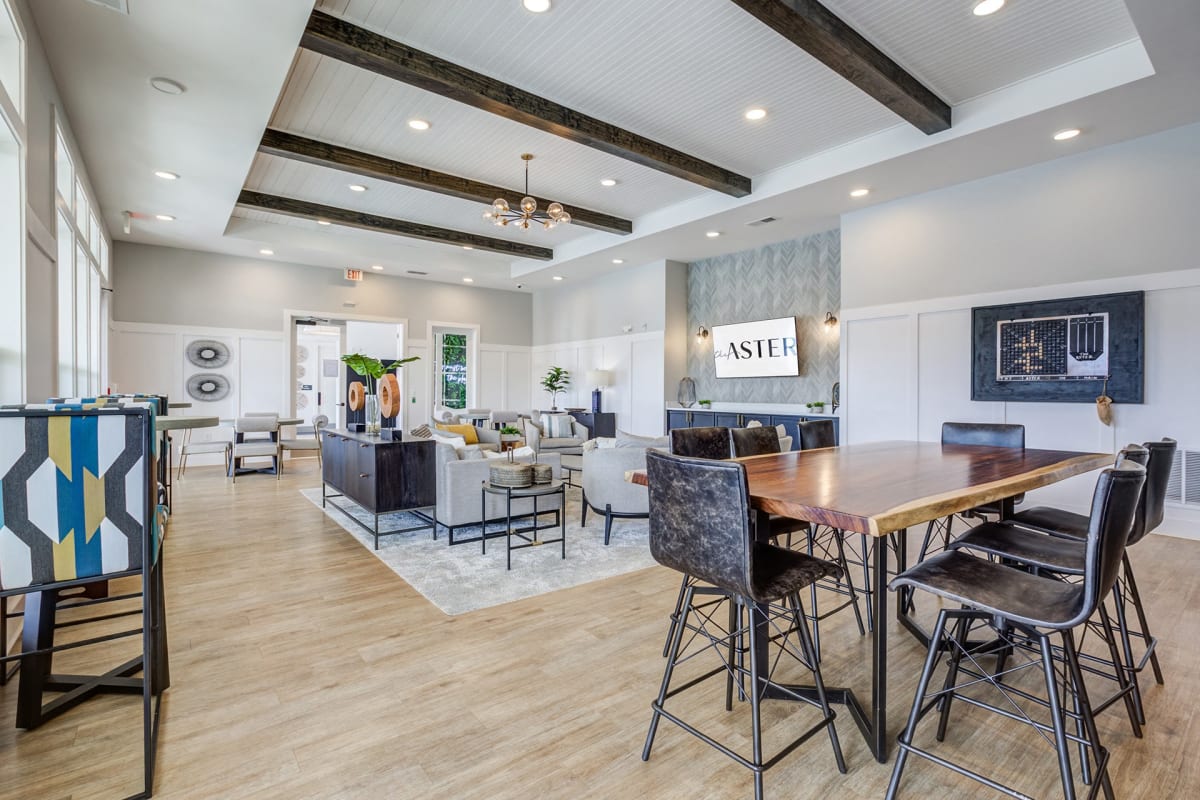 The Aster Apartments resident clubroom seating area - Mauldin, SC