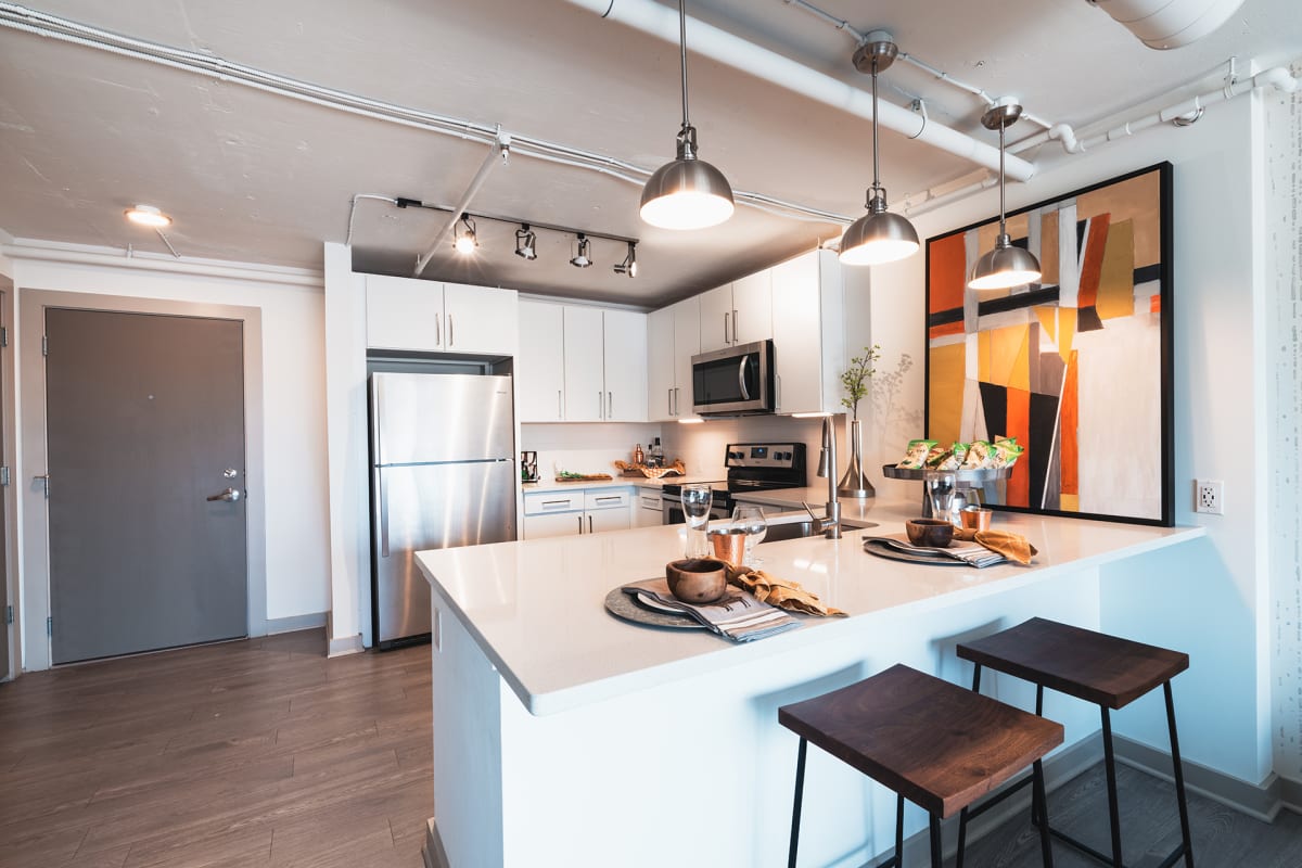 The Citizen Apartments modern kitchen with island - Memphis, TN
