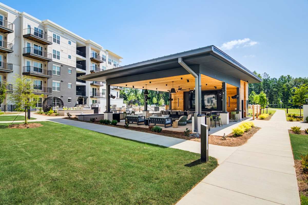 The Collier Sugar Hill Luxury Apartments outdoor covered patio area - Sugar Hill, GA