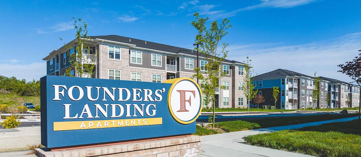 Founders Landing Apartments community sign - Lebanon, OH