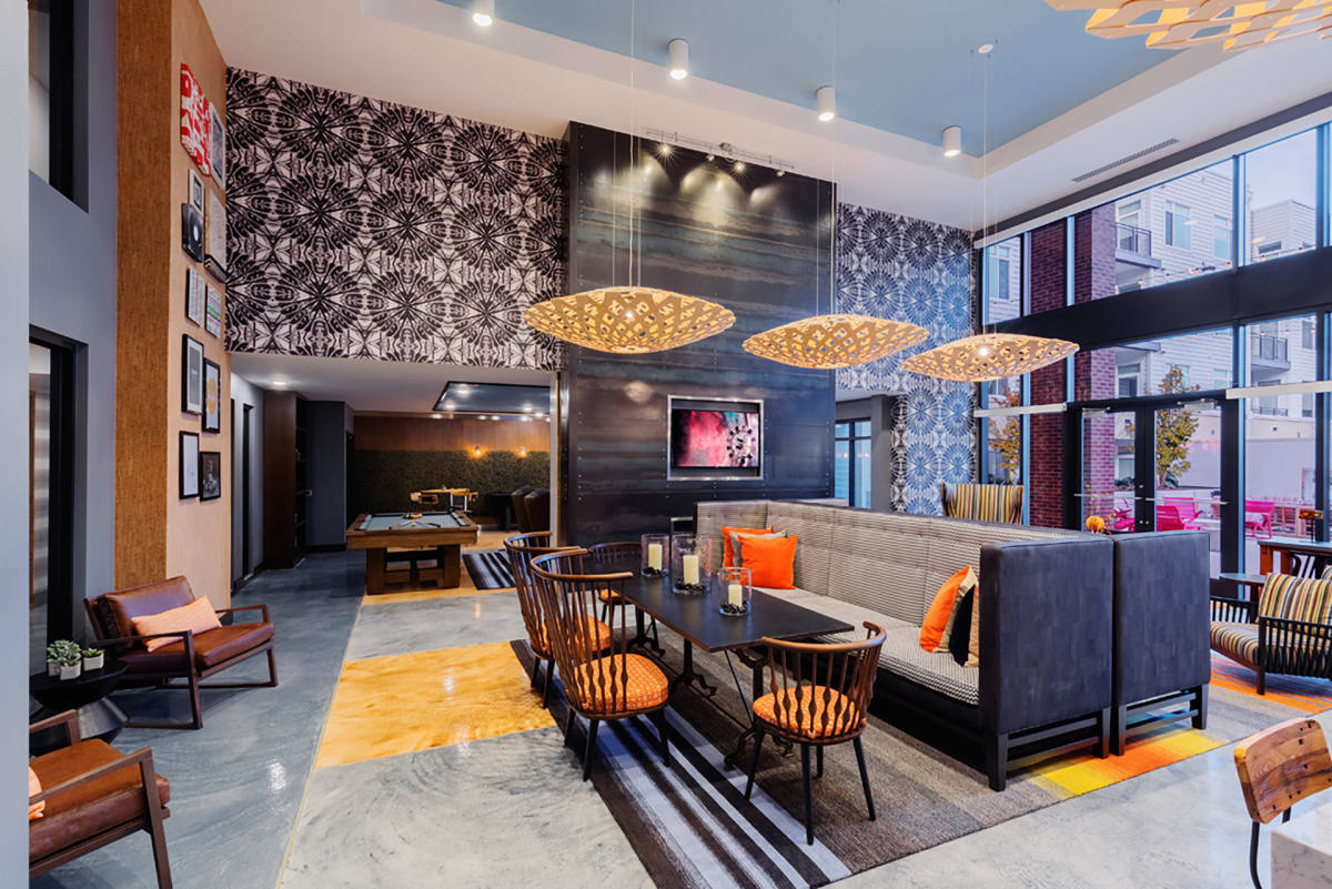 Galvan at Twinbrook Apartments resident clubroom seating - Rockville, MD