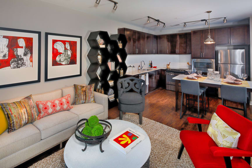 Galvan at Twinbrook Apartments open-concept kitchen and living room - Rockville, MD