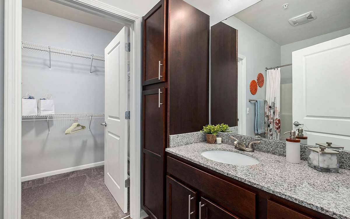 The Haven Apartments bathroom with vanity and shower - Wyoming, MI