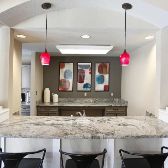 Coffey Creek Apartments kitchen with island seating - Charlotte, NC