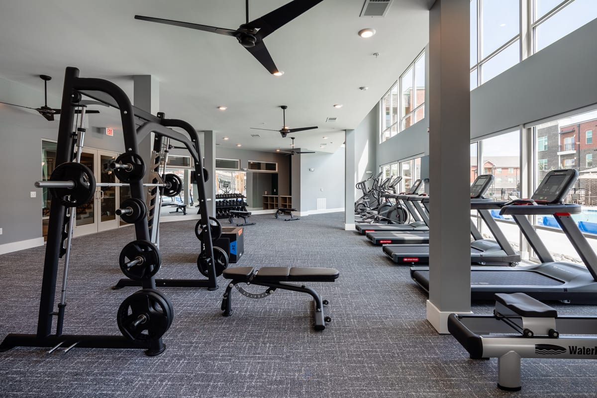 The Enclave at Providence Luxury Apartments fitness center with treadmills - Mt. Juliet, TN