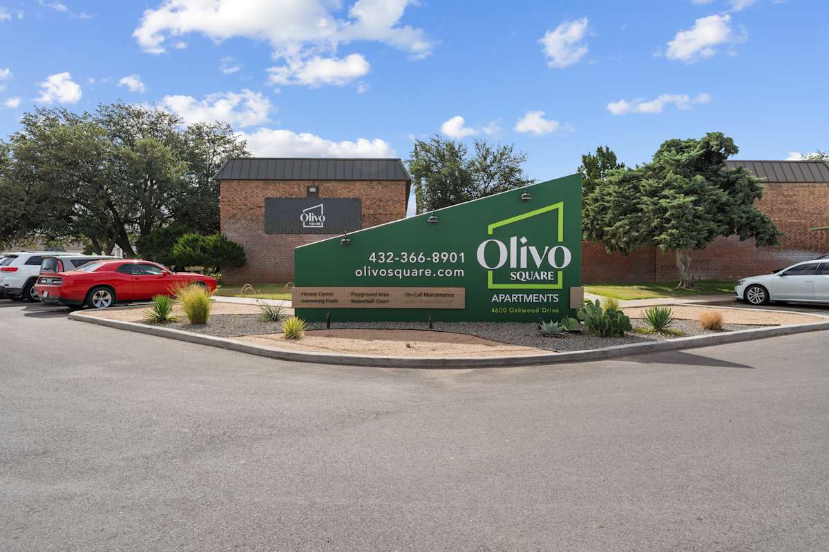 Olivo Square Apartments property sign - Odessa, TX