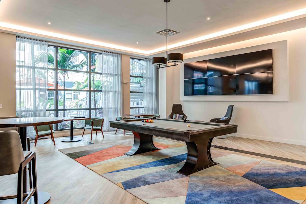 Lazul North Miami Beach Apartments clubhouse game room with pool table - North Miami Beach, FL
