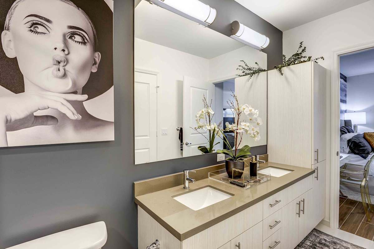 Lazul North Miami Beach Apartments bathroom double vanity - North Miami Beach, FL