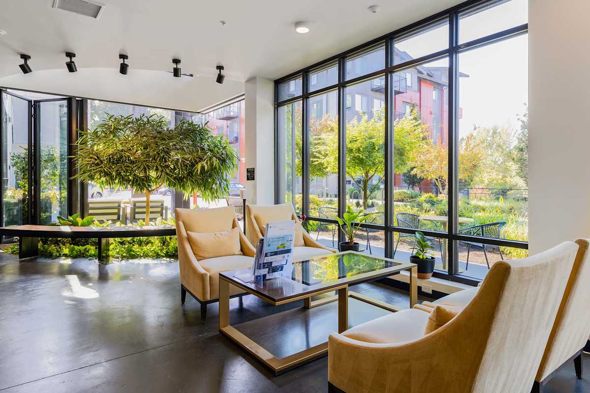 The Bond Apartments leasing office seating area - Redmond, WA