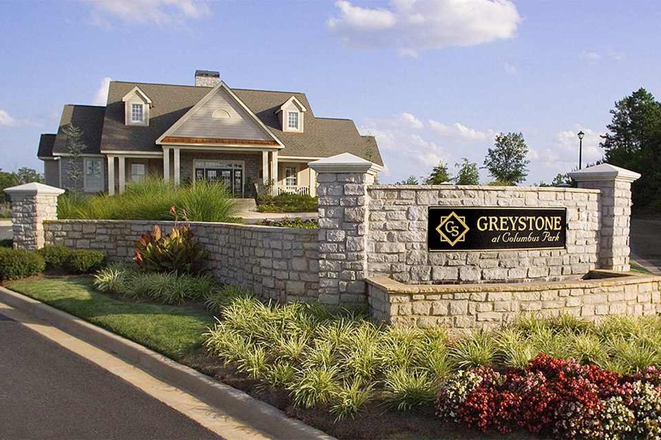 Greystone at Columbus Park entrance and gate - Columbus, GA
