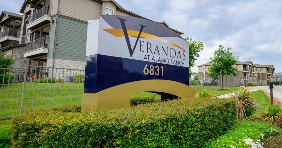 Verandas at Alamo Ranch community entrance monument sign - San Antonio, TX
