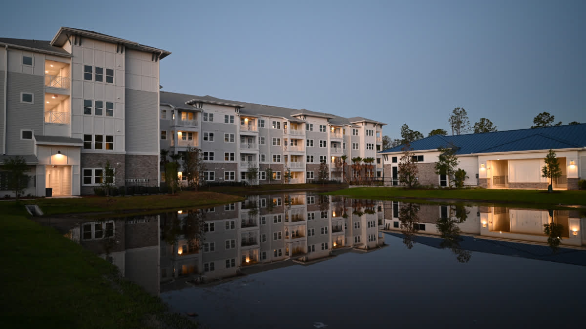 The Howell at the Preserve waterfront exterior at night - Jacksonville, FL