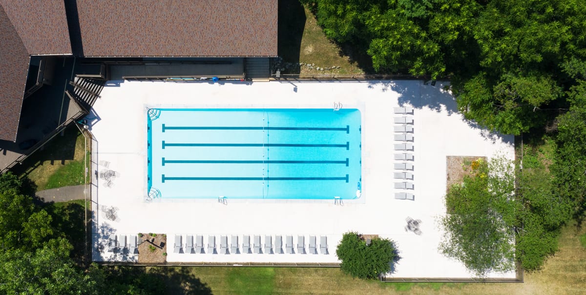 Willow Creek Apartments aerial pool view - Kalamazoo, MI