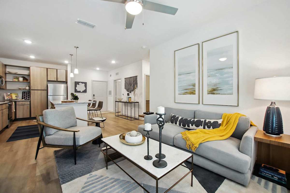 Preserve at Flagler Beach Apartments living room with wood-inspired flooring - Flagler Beach, FL