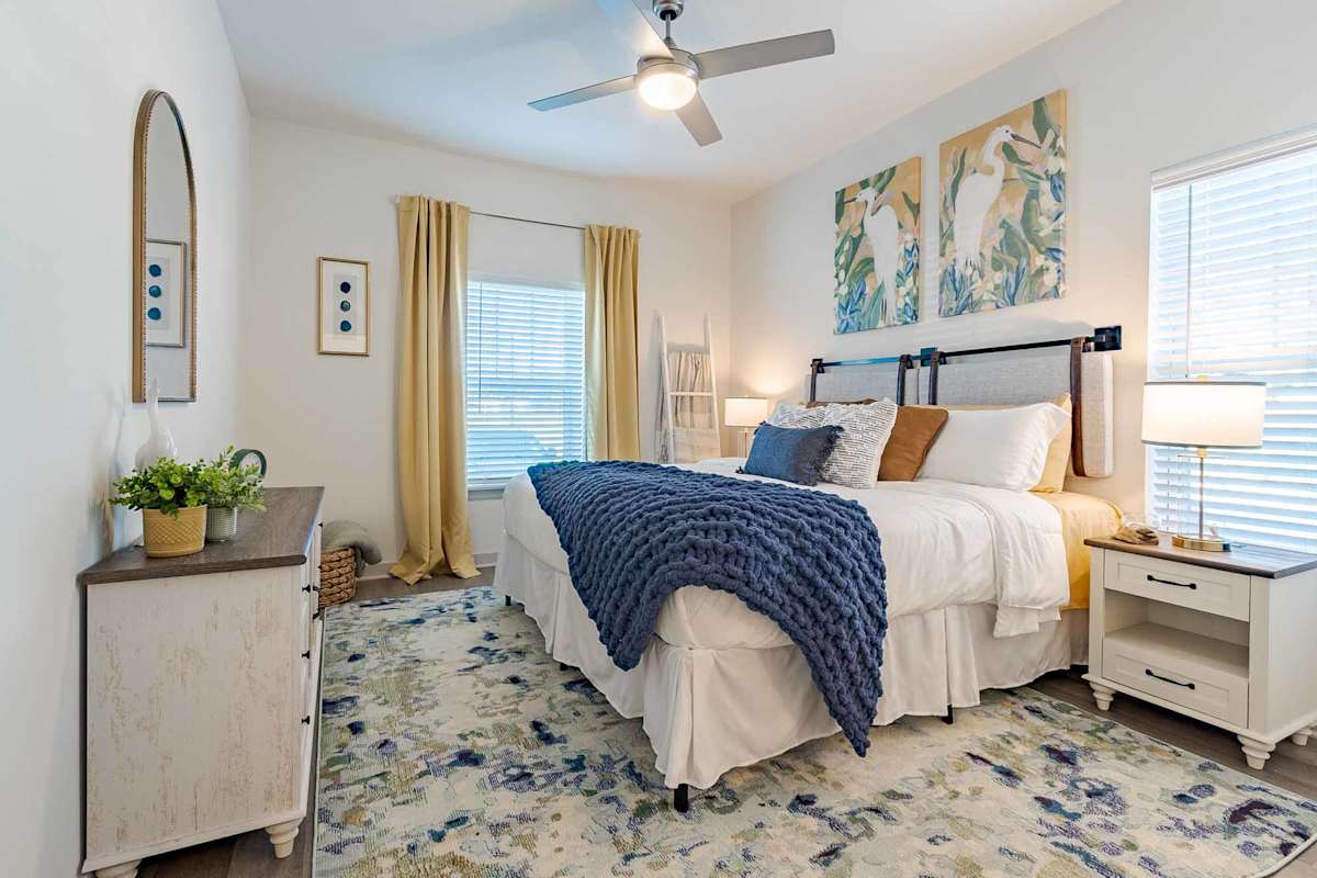 Preserve at Hanover Park Apartments bedroom with ceiling fan - Beaufort, SC