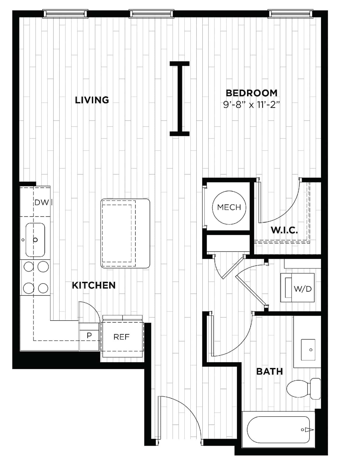 Capital Collective Luxury Apartments S5 studio floor plan - Savannah, GA