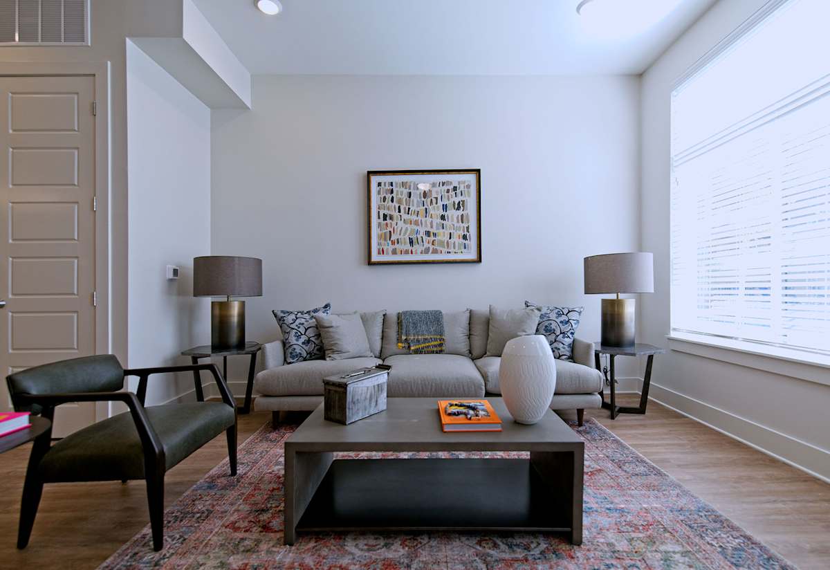 The Rise Apartments living room with window - Memphis, TN
