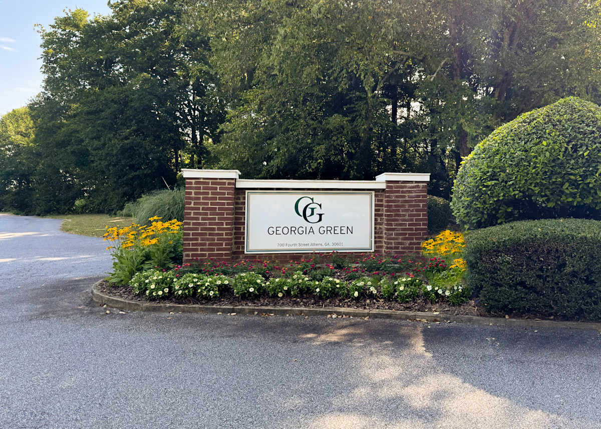 Georgia Green Townhome Apartments community entrance sign - Athens, GA