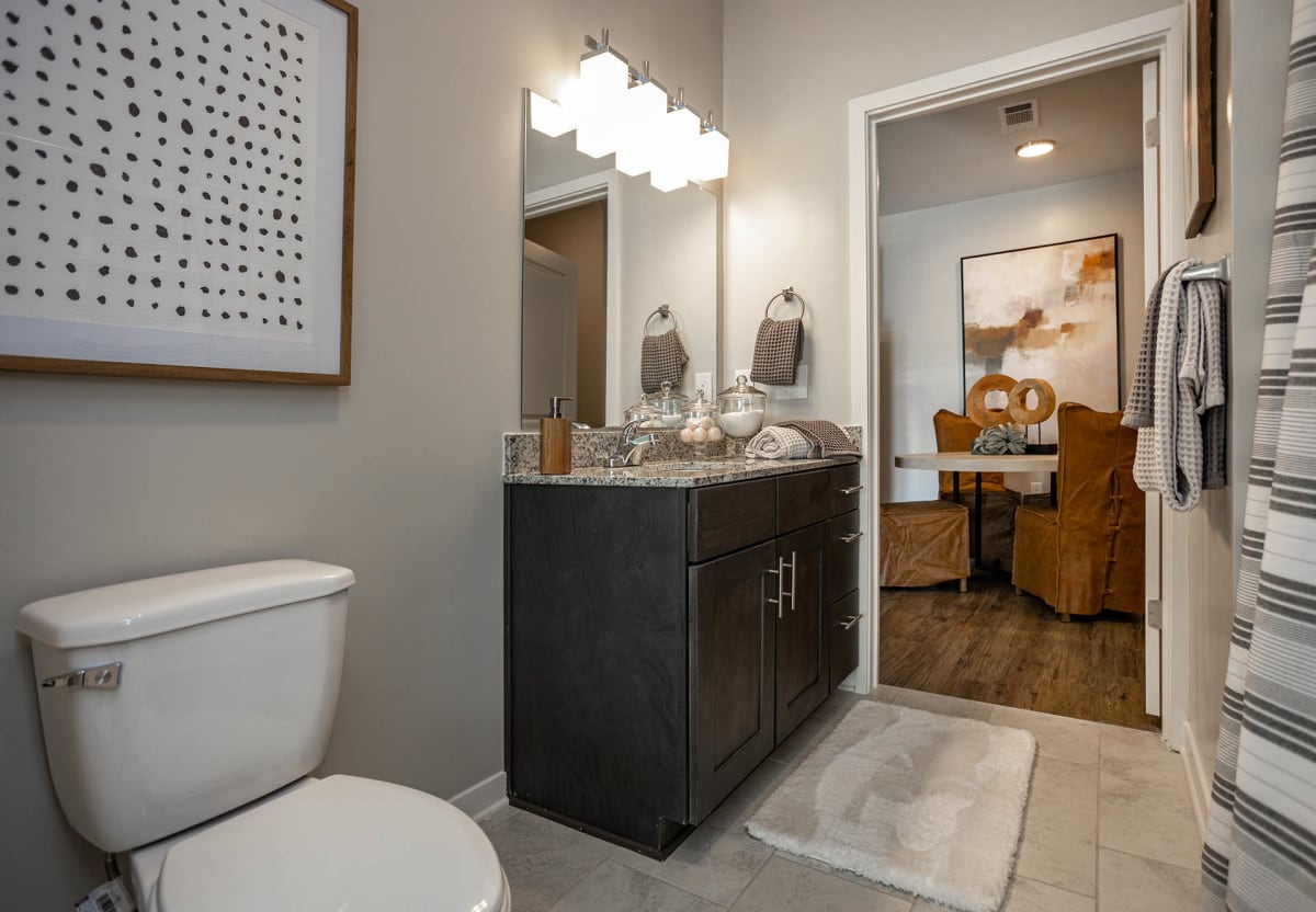Vintage Cleveland Apartments bathroom with sink and toilet - Cleveland, TN