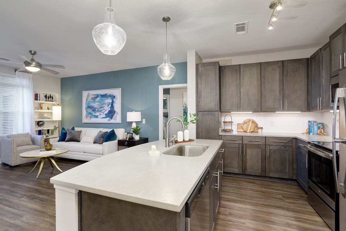 Vintage 1857 Apartments modern kitchen with stainless appliances - Antioch, TN