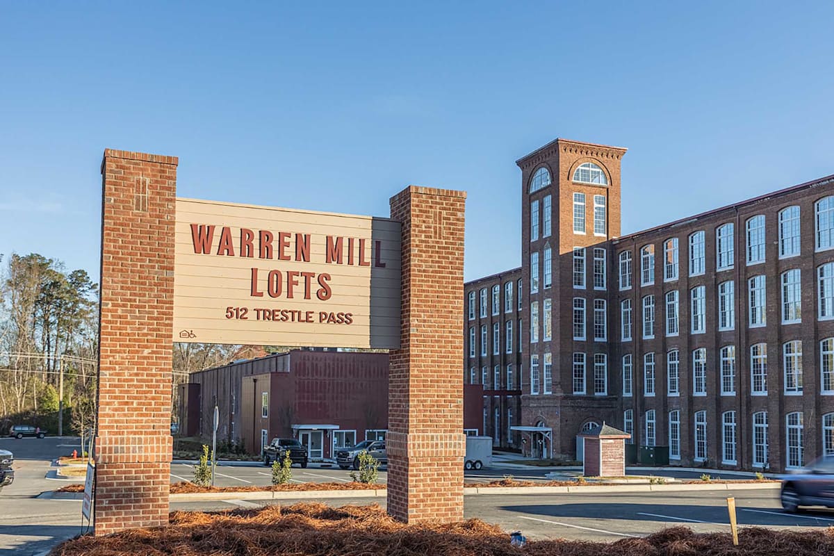 Warren Mill Lofts property sign monument - Warrenville, SC