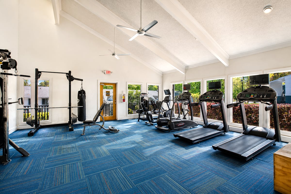 Waters Edge Apartments fitness center equipment - Sandy Springs, GA