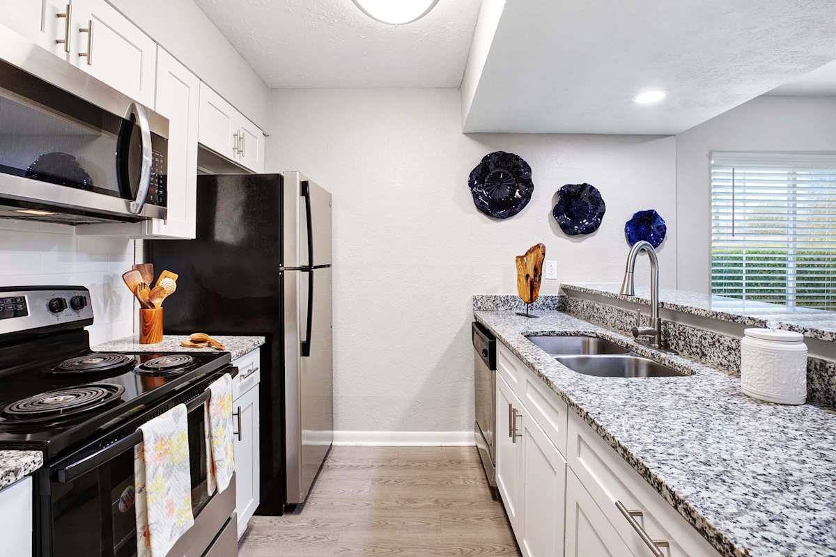 Waters Edge Apartments kitchen with granite countertops - Sandy Springs, GA