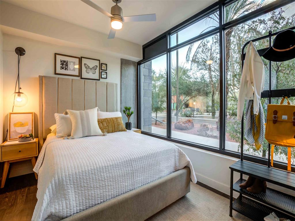 Furnished bedroom shown at Circa Central Avenue.