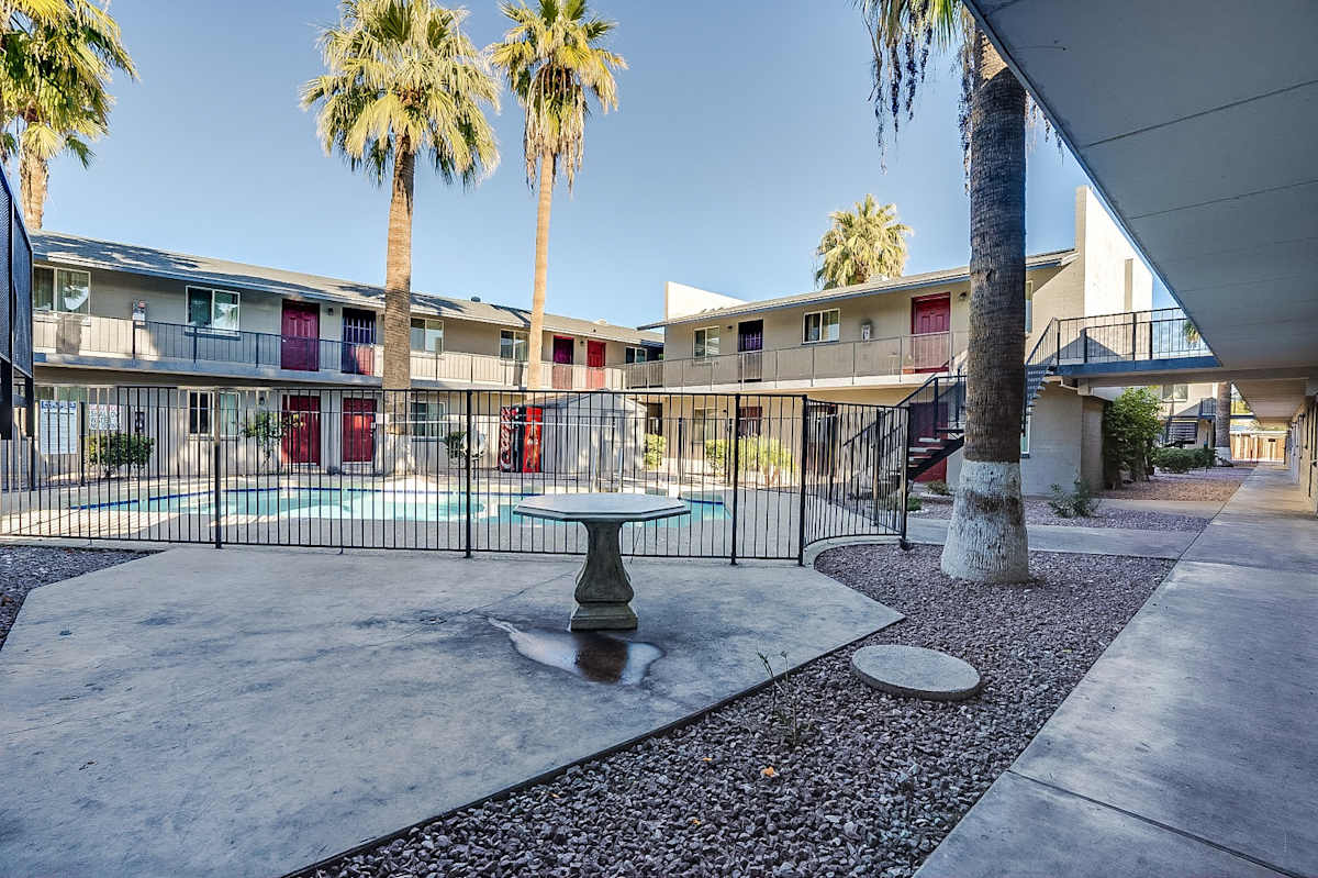 Shared outdoor space at Canberra Apartments.