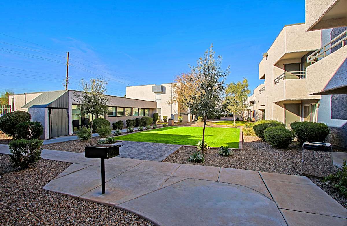Courtyard and grounds at Paloma Village.