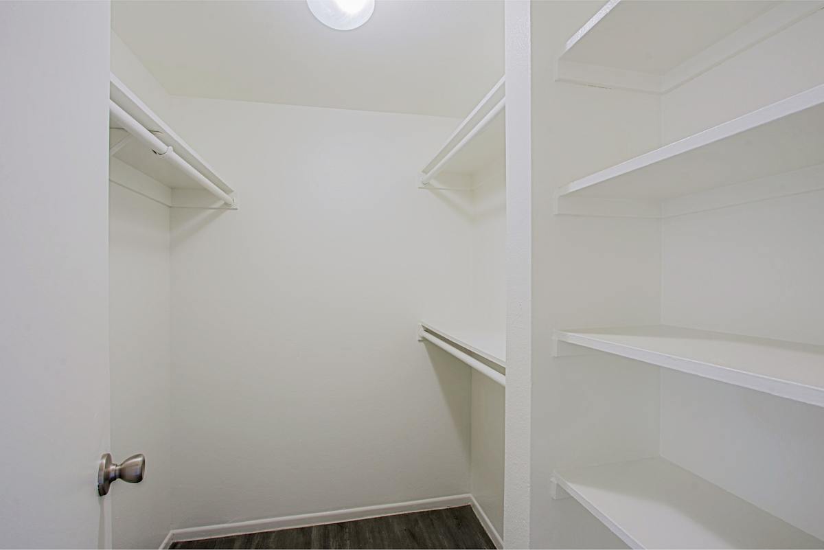 Closet storage — representative home at Paloma Village.