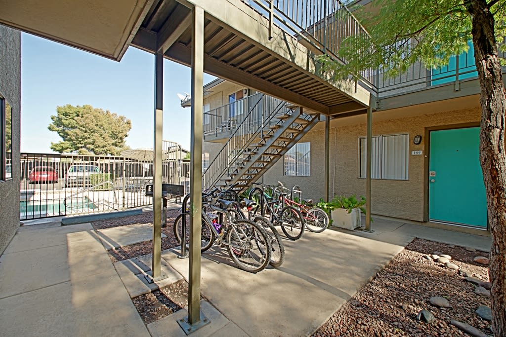 Bicycle racks and community walkway at Park Greenvale.