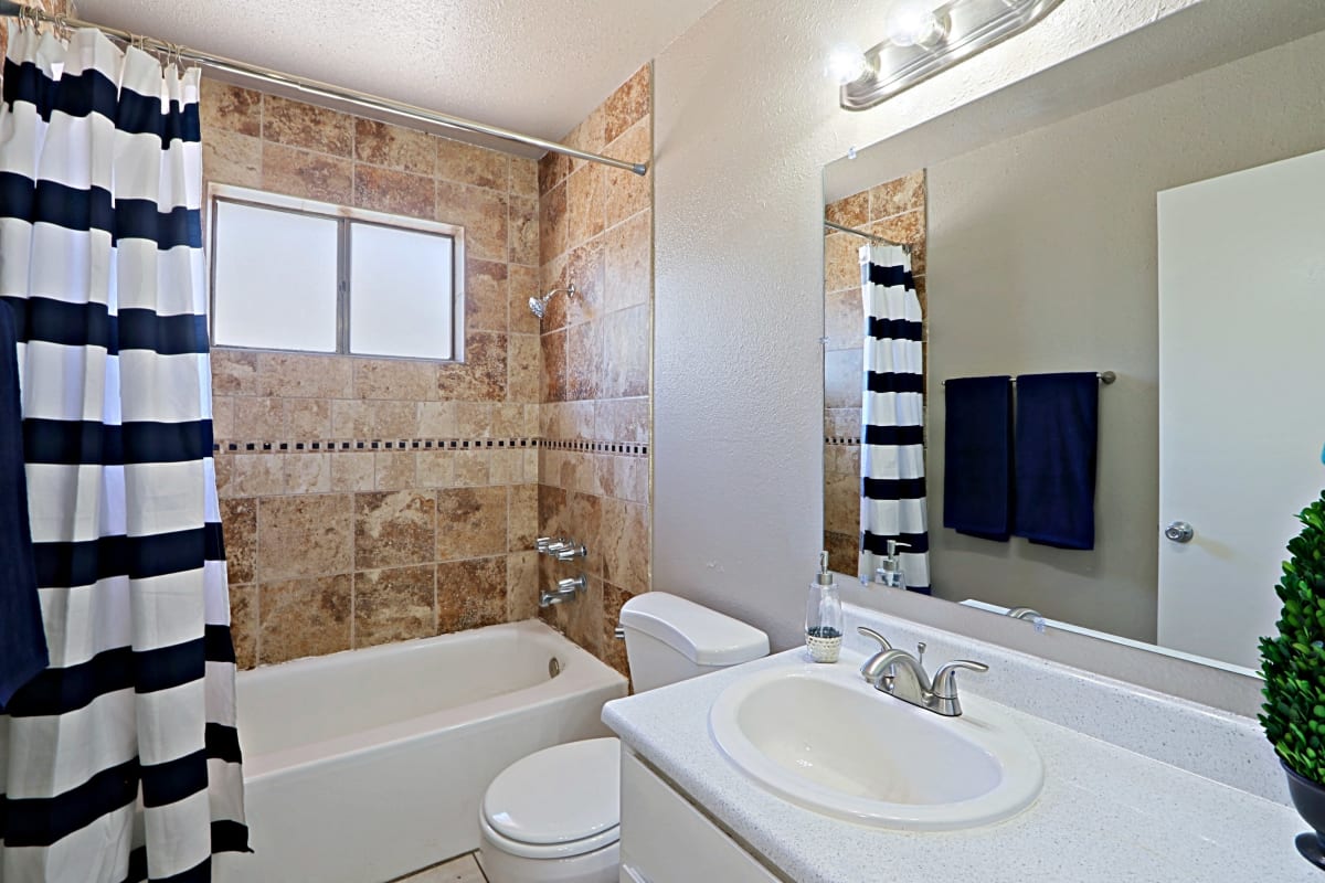 Apartment bathroom — representative home at Villas on 28th.