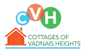 A logo for Cottages of Vadnais Heights with a house icon and the letters CVH.